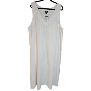 DKNY White Linen Sleeveless V-Neck Maxi Dress XXL